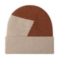 thumbnail image 1 of Men's Beanie Hats Warm Outdoor Knitted Hat Thickened Fleece Lined Winter Color Block Skull Cap Beige, 1 of 2