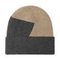 thumbnail image 1 of Men's Beanie Hats Warm Outdoor Knitted Hat Thickened Fleece Lined Winter Color Block Skull Cap Dark Gray, 1 of 2