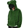 thumbnail image 1 of Men's Bear Ear Hoodies Drawstring Long Sleeve Fleece Sweatshirt Fuzzy Pullover, 1 of 8