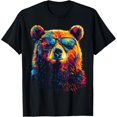 thumbnail image 1 of Men's Bear Wearing Sunglasses Shirts Wildlife Graphic Colorful Bear T-Shirt, 1 of 6
