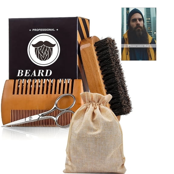 Men's Beard Kit Beard scissors, double-sided comb, beard brush