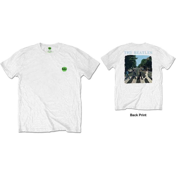 Men's Beatles Abbey Road & Logo (Back Print/Retail Pack) Slim Fit T-shirt Medium White