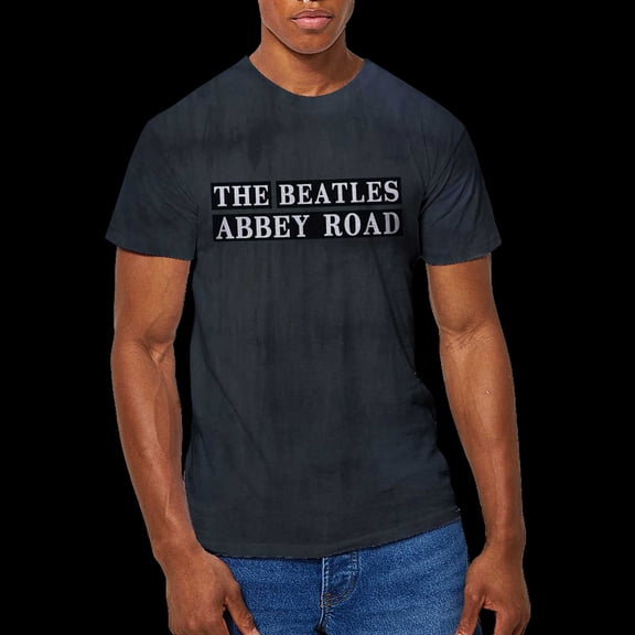 Men's Beatles Abbey Road Sign (Dip-Dye) Tie Dye T-shirt Small Black