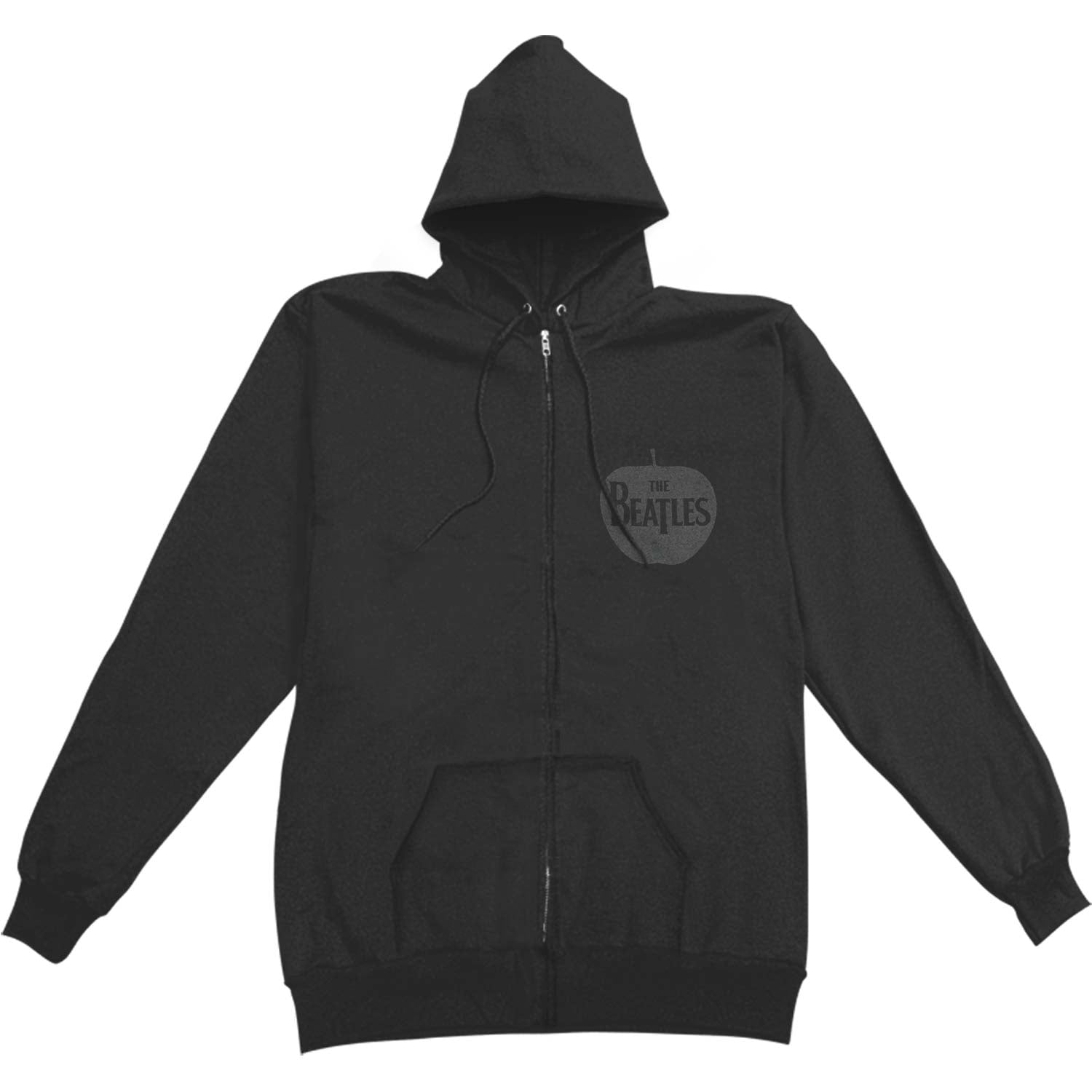 Men's Beatles Apple Logo Zippered Hooded Sweatshirt Small Black