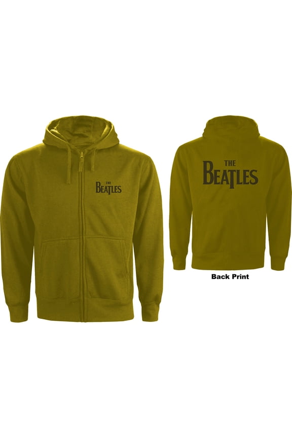 Men's Beatles Drop T Logo (Back Print) Zippered Hooded Sweatshirt Large Grey