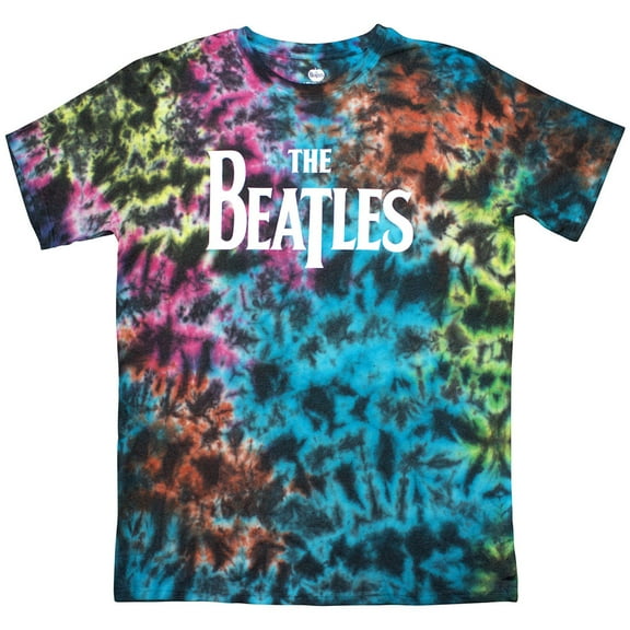 Men's Beatles Drop T Logo (Dip-Dye) Tie Dye T-shirt Large Grey