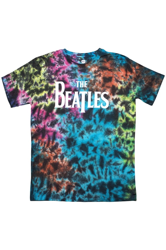 Men's Beatles Drop T Logo (Dip-Dye) Tie Dye T-shirt Large Grey