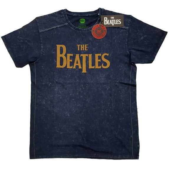 Men's Beatles Drop T Logo Snow Wash Tee Vintage T-shirt XX-Large Navy