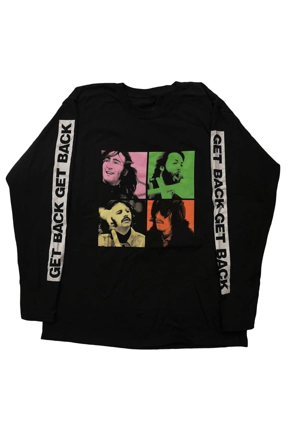 Men's Beatles Get Back Studio Shots Long Sleeve Small Black