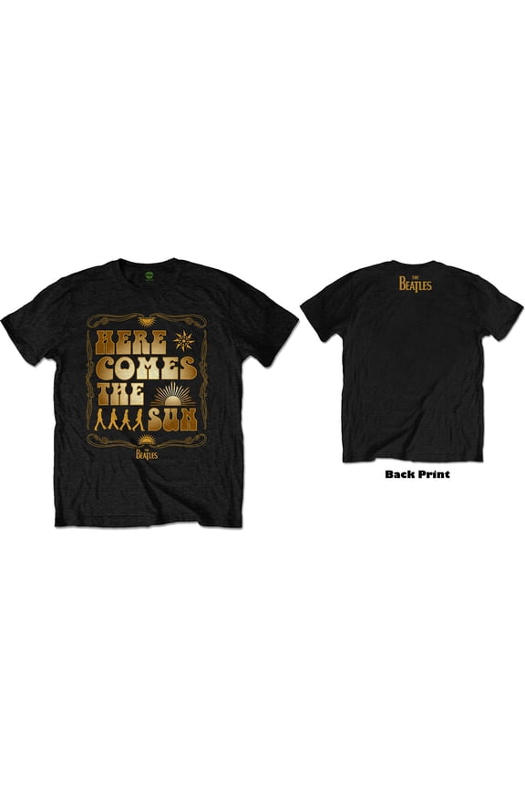 Men's Beatles Here Comes The Sun (Back Print) Slim Fit T-shirt Medium Black