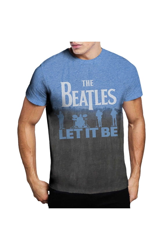 Men's Beatles Let It Be Split (Dip-Dye) Tie Dye T-shirt X-Large Blue