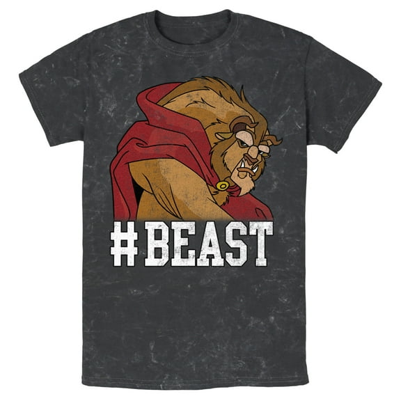 Men's Beauty And The Beast #Beast  Graphic Tee Black Mineral Wash Small
