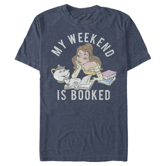 Men's Beauty and the Beast Belle My Weekend is Booked Graphic Tee Navy Blue Heather 4X Large