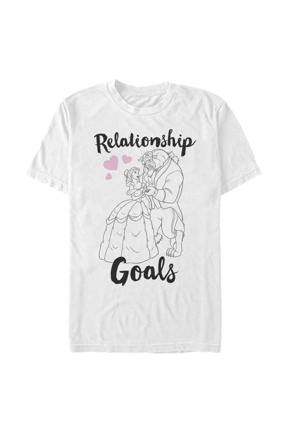 Men's Beauty and the Beast Belle and Beast Relationship Goals Graphic Tee White 2X Large