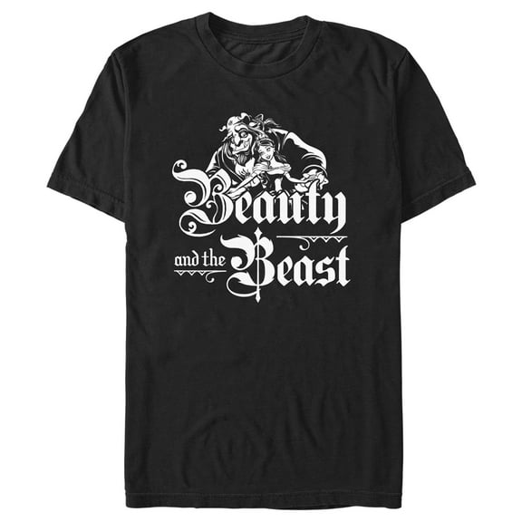 Men's Beauty and the Beast Black and White Logo Graphic Tee Black X Large