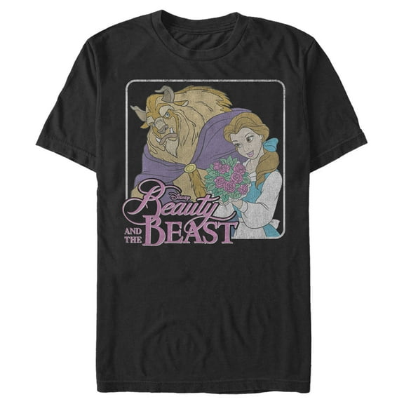 Men's Beauty and the Beast Bouquet Frame  Graphic Tee Black 2X Big Tall