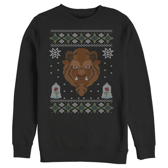 Men's Beauty and the Beast Christmas Pixel Prince  Sweatshirt Black Small