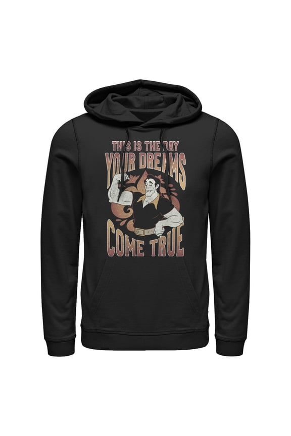 Men's Beauty and the Beast Gaston The Day Your Dreams Come True  Pull Over Hoodie Black Large