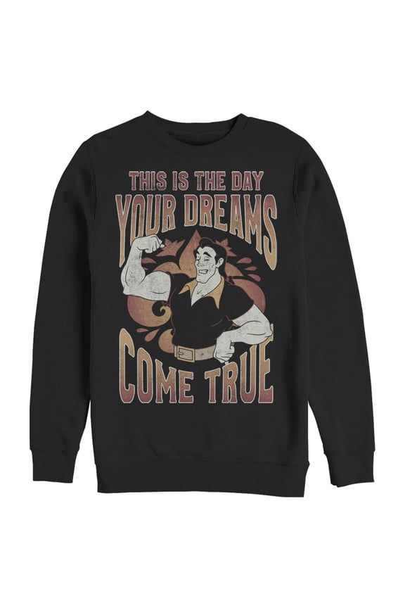 Men's Beauty and the Beast Gaston The Day Your Dreams Come True  Sweatshirt Black Large