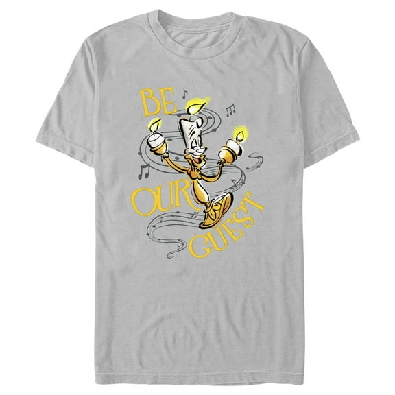 Men's Beauty and the Beast Lumiere Be Our Guest  Graphic Tee Silver 2X Large