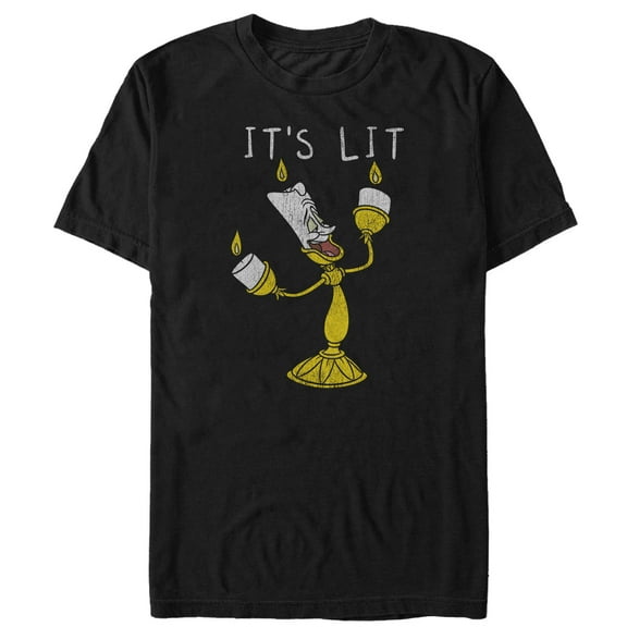 Men's Beauty and the Beast Lumiere It's Lit  Graphic Tee Black 2X Large