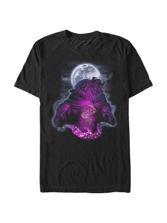 Men's Beauty and the Beast Magic Rose Graphic Tee Black X Large