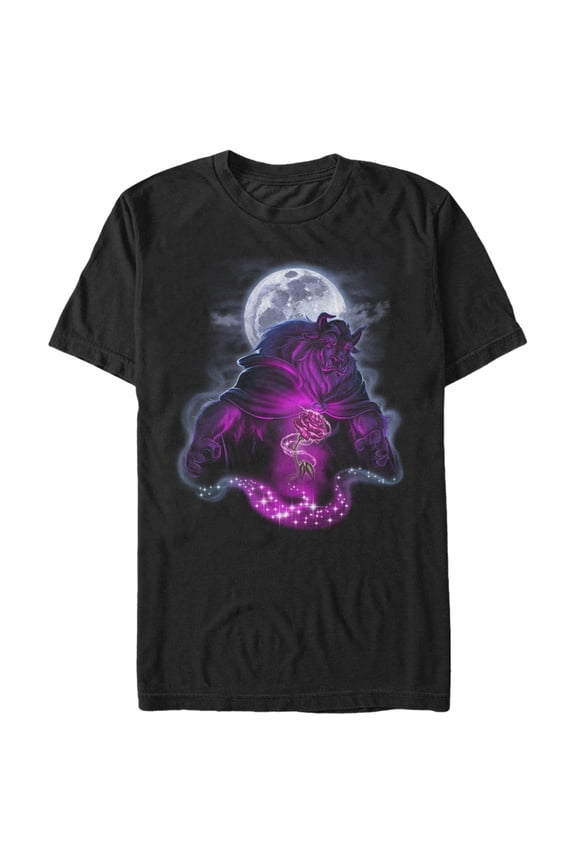 Men's Beauty and the Beast Magic Rose Graphic Tee Black X Large