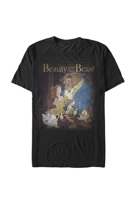 Men's Beauty and the Beast Movie Poster  Graphic Tee Black X Large