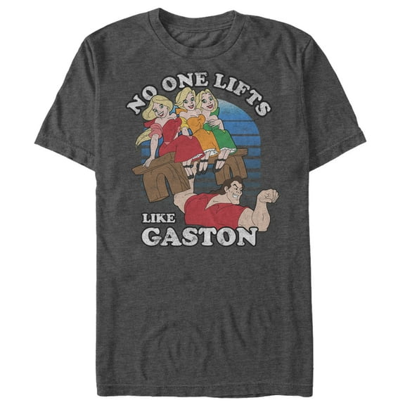 Men's Beauty and the Beast No One Lifts Like Gaston Graphic Tee Charcoal Heather 3X Large