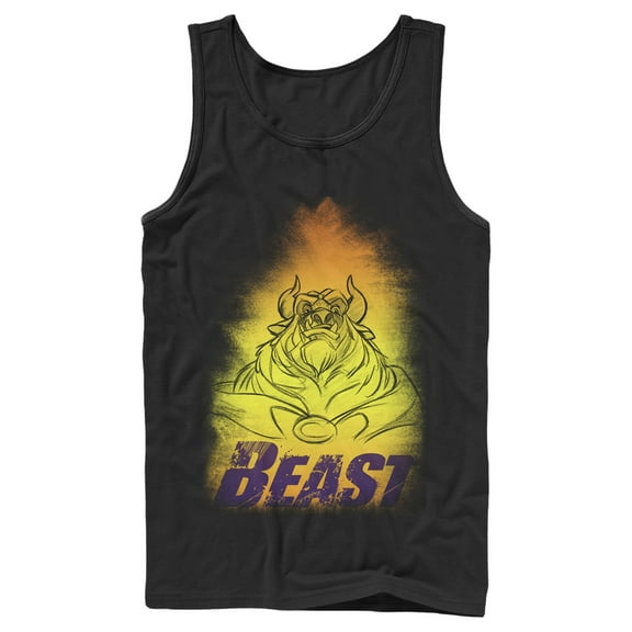 Men's Beauty and the Beast Orange and Yellow Beast Sketch Tank Top