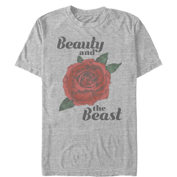 Men's Beauty and the Beast Rose Graphic Tee Athletic Heather Large
