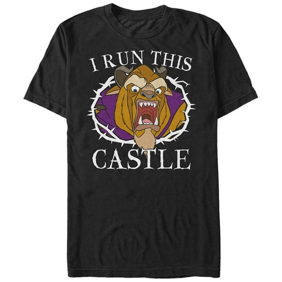 Men's Beauty and the Beast Run Castle Graphic Tee Black 4X Large