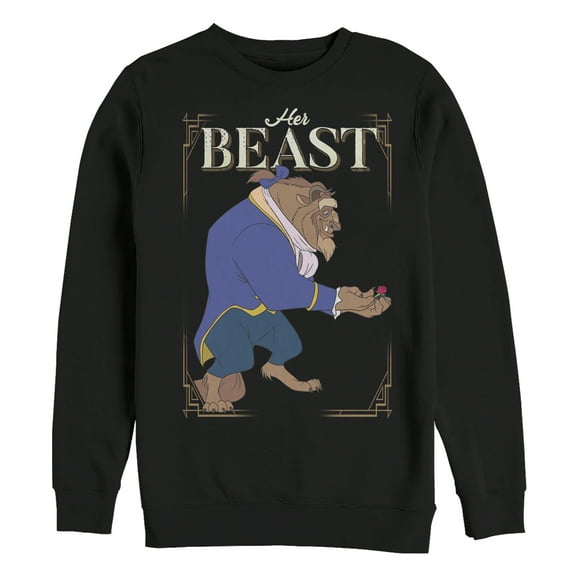 Men's Beauty and the Beast Valentine Her Prince Frame  Sweatshirt Black 2X Large