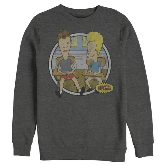 Men's Beavis and Butt-Head At Highland High Logo  Sweatshirt Charcoal Heather 2X Large