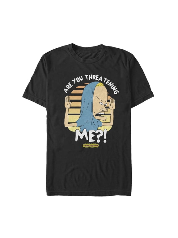 Men's Beavis and Butt-Head Cornholio Are You Threatening Me Graphic Tee Black Large
