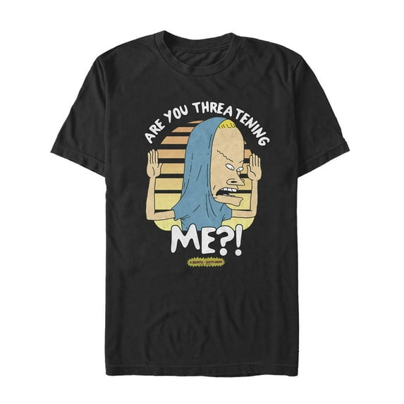 Men's Beavis and Butt-Head Cornholio Are You Threatening Me Graphic Tee Black X Large