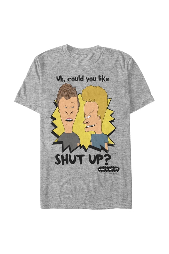 Men's Beavis and Butt-Head Could You Like Shut Up Graphic Tee Athletic Heather Large