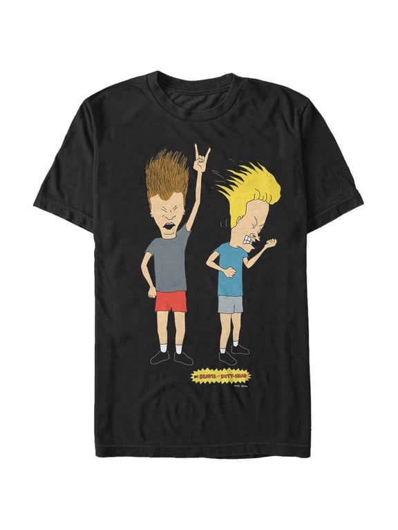 Men's Beavis and Butt-Head Head Banging Rockers Graphic Tee Black X Large