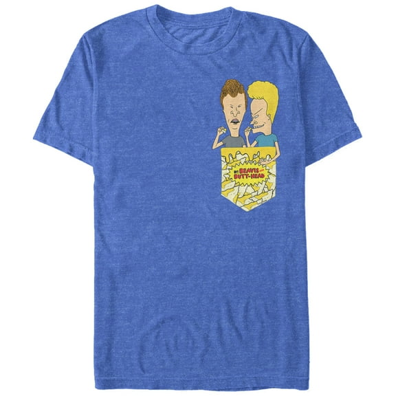 Men's Beavis and Butt-Head Nachos Graphic Tee Royal Blue Heather Large