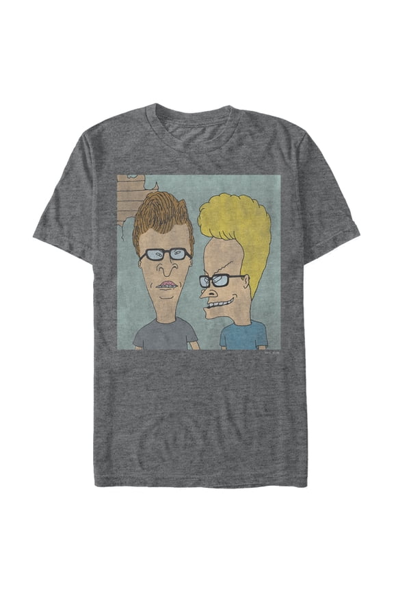 Men's Beavis and Butt-Head Nerd Glasses Graphic Tee Charcoal Heather Large