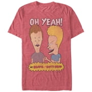 Mens Beavis and Butt-Head Oh Yeah Graphic Tee Red Heather Large