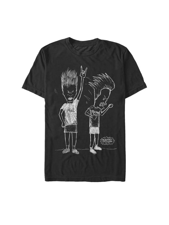 Men's Beavis and Butt-Head Rock Forever Sketch Graphic Tee Black Large