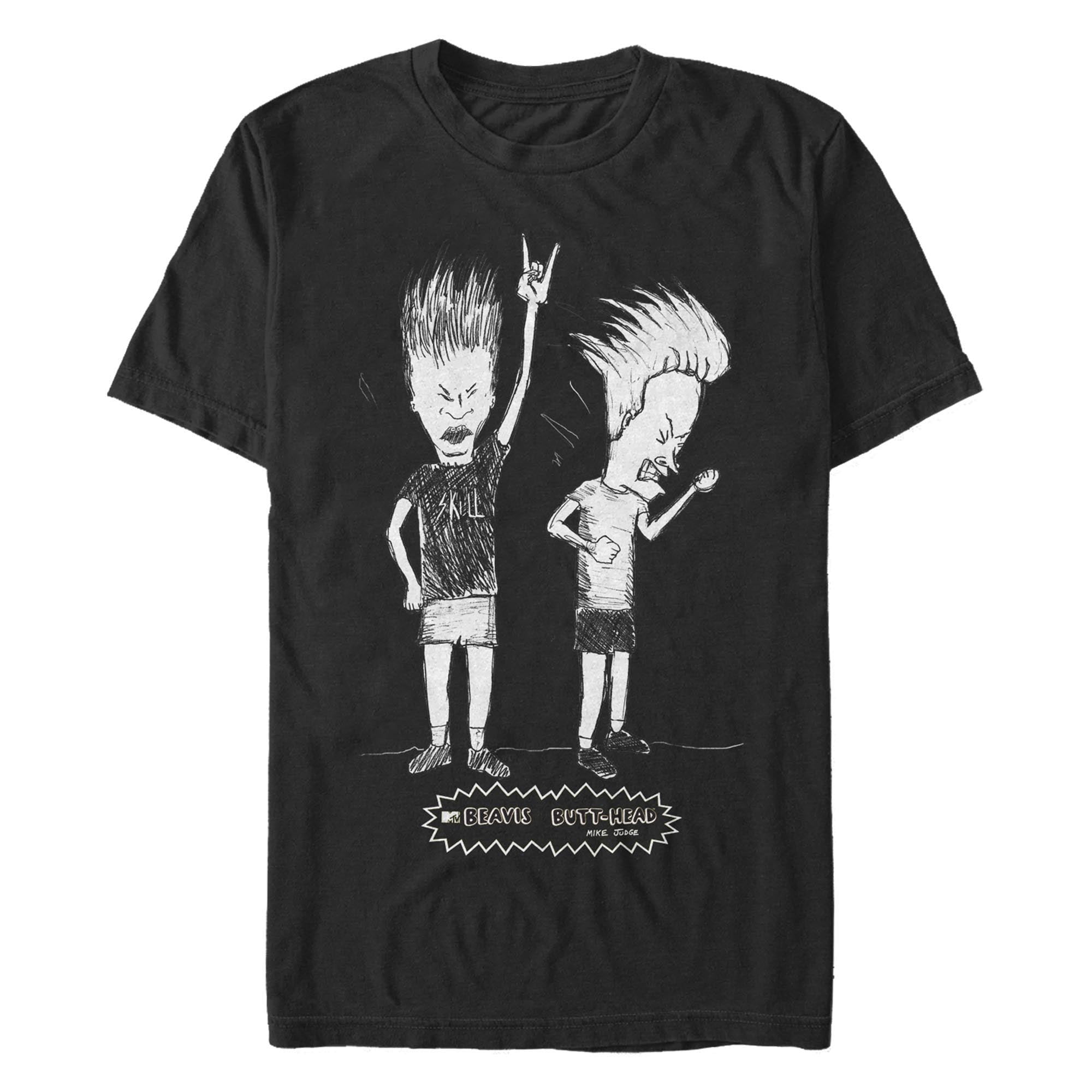 Men's Beavis and Butt-Head Rocking Sketch Graphic T-Shirt - Walmart.com