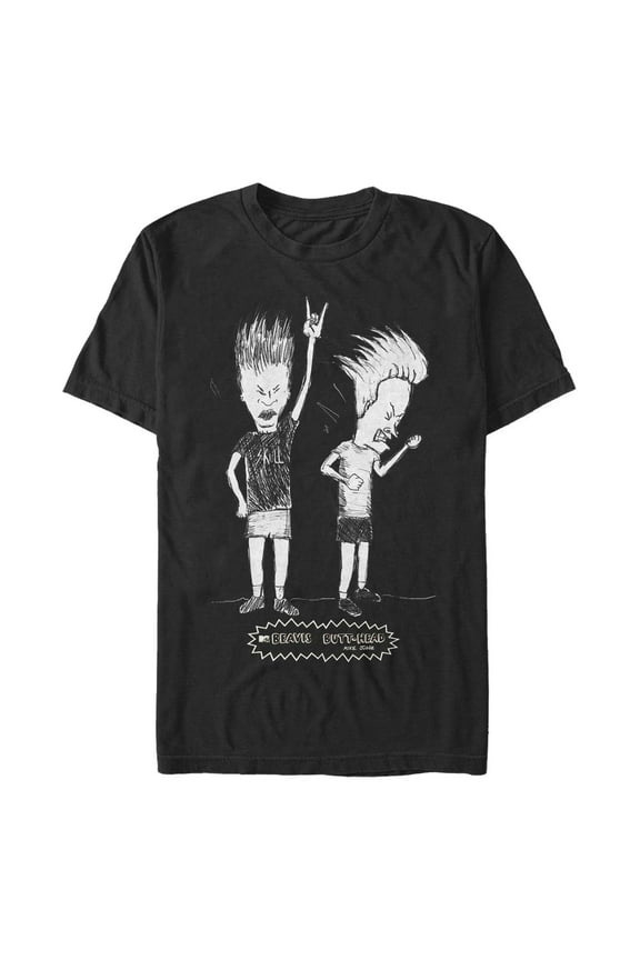 Men's Beavis and Butt-Head Rocking Sketch Graphic T-Shirt