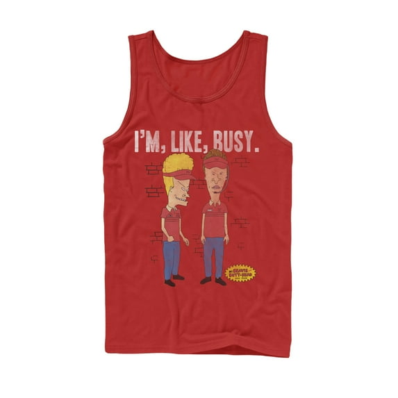 Men's Beavis and Butt-Head Work Sucks Tank Top Red Medium