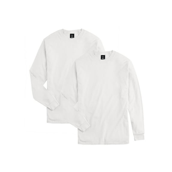 Hanes Beefy-T Unisex Long-Sleeve T-Shirt, Value 2-Pack White XL