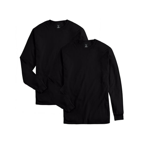 Hanes Beefy-T Unisex Long-Sleeve T-Shirt, Value 2-Pack Black M