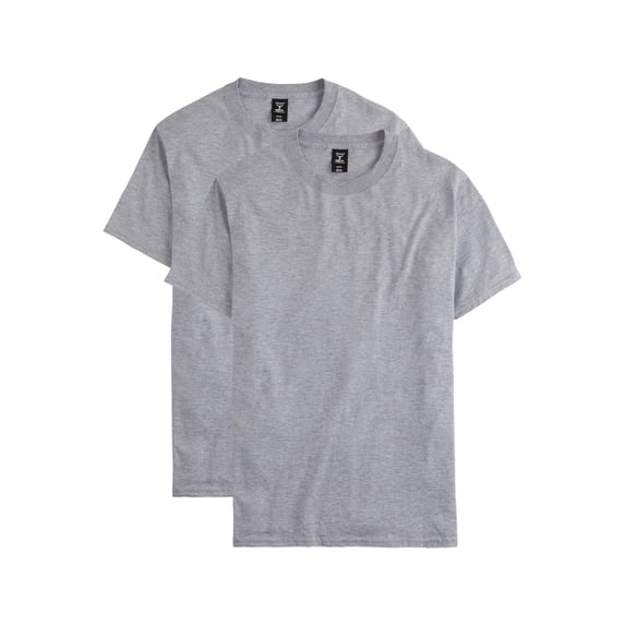Hanes Beefy-T Men's Heavyweight Cotton T-Shirt, Value 2-Pack (Big & Tall Sizes) Light Steel LT
