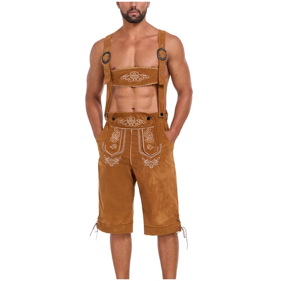 Men's Beer Festival Party Festival Long Sleeve Collar Shorts Overalls Lederhosen Oktoberfest Costume