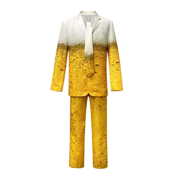 Men's Beer Festival Party Suit Oktoberfest Halloween Adult Costume Shirt And Overalls Set